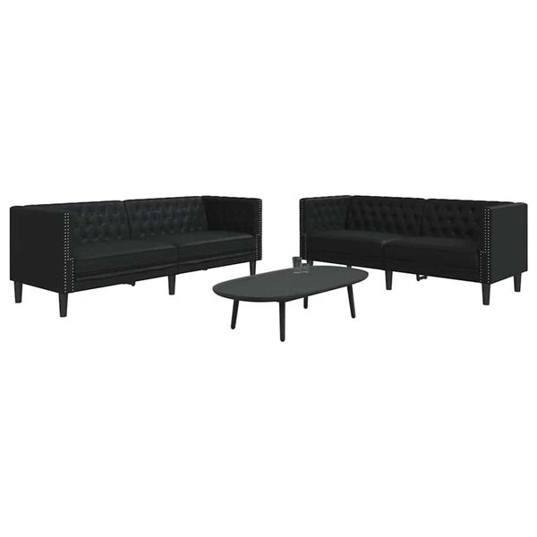 vidaXL viesistabas dīvāns 2 pcs Melna 194 x 74,5 x 70,5 cm