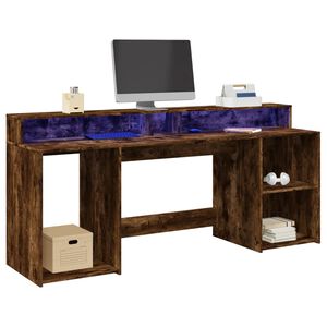 vidaXL rakstāmgalds, LED, ozola krāsa, 200x55x91 cm, inženierijas koks