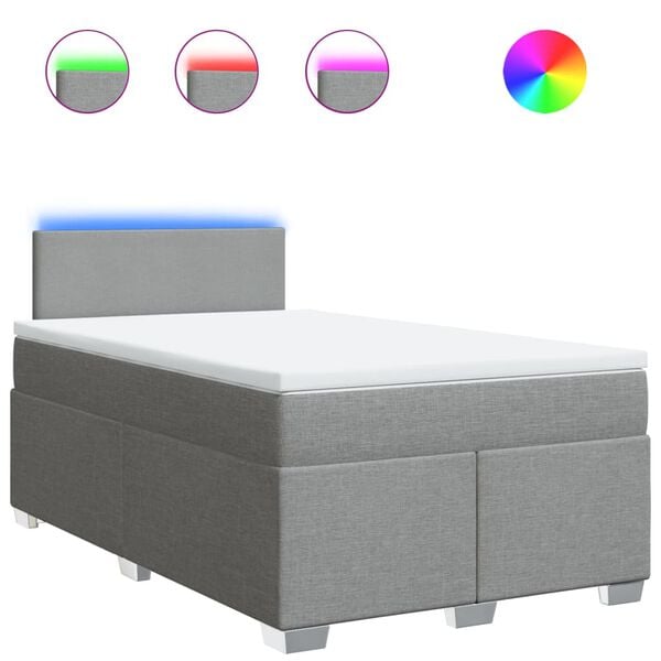 vidaXL atsperu gulta ar matraci, gai&scaron;i pelēka audums, 120x190 cm