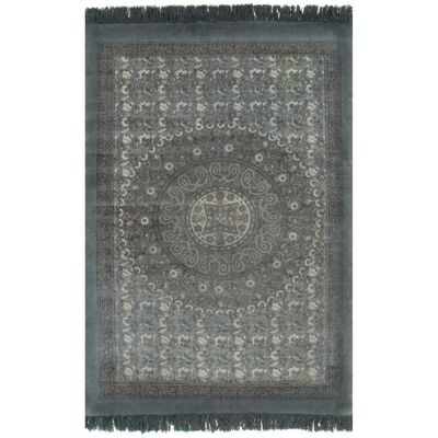 vidaXL kilim paklājs ar rakstu, 120x180 cm, kokvilna, pelēks