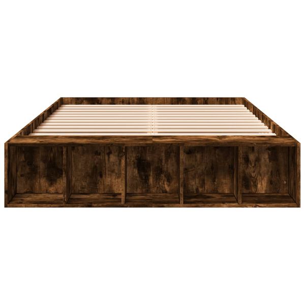 vidaXL gultas rāmis, ozolkoka krāsā, 135x190 cm, inženierijas koks