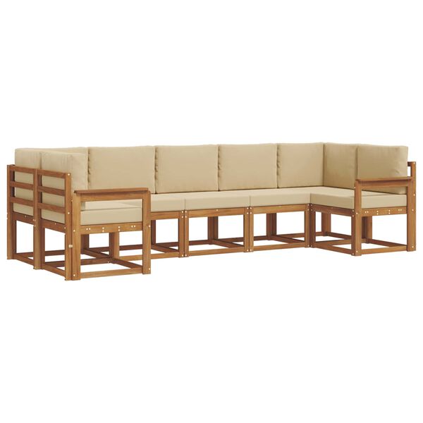 vidaXL Āra dīvānu komplekts ar spilvenu 7 pcs Dabisks un bē&scaron;s