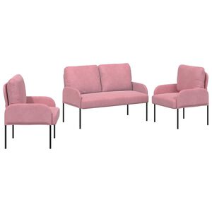 vidaXL Dīvāna komplekti 3 pcs Rozā 115 x 56 x 80 cm Saplāksnis