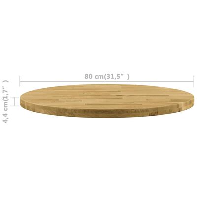 vidaXL galda virsma, 800 mm, 44 mm, apaļa, ozola masīvkoks