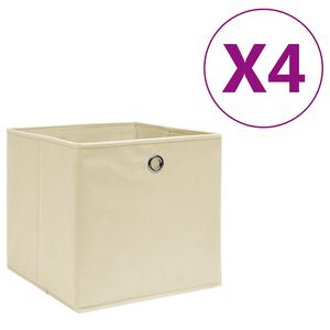 vidaXL uzglabā&scaron;anas kastes, 4 gab., 28x28x28 cm, bē&scaron;s neausts audums