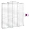 vidaXL arkveida gabiona grozi, 3 gb., 200x30x200/220cm, cinkota dzelzs