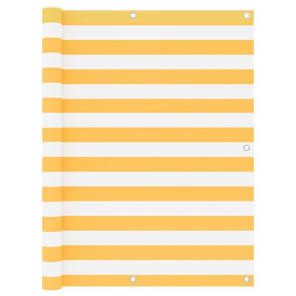 vidaXL balkona aizslietnis, 120x400 cm, balts un dzeltens audums