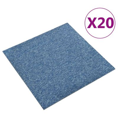 vidaXL paklājflīzes, 20 gab., 5 m², 50x50 cm, zilas