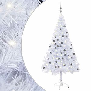 vidaXL mākslīgā Ziemassvētku egle ar rotājumiem, 120 cm, 230 zari