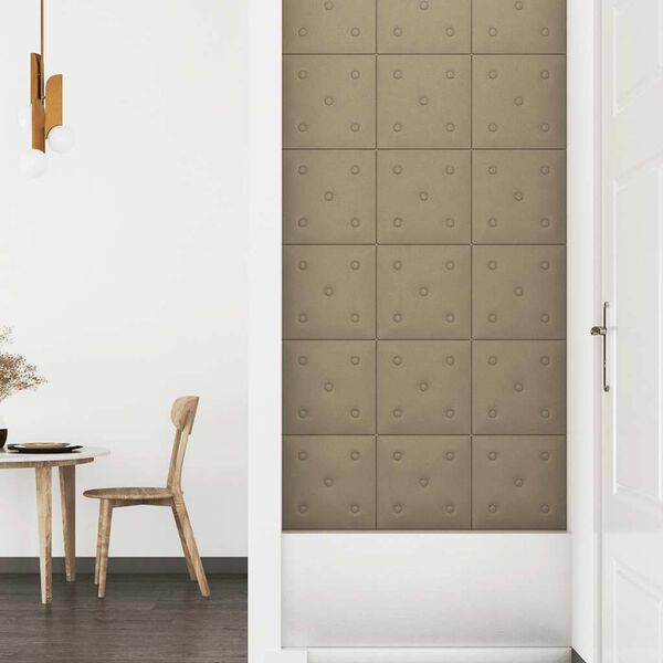 vidaXL sienas paneļi, 12 gab., kapučīno krāsa, 30x30 cm, mākslīgā āda