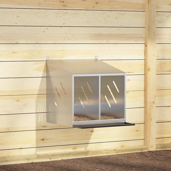 vidaXL vistu ligzdošanas kaste ar 2nodalījumiem cinkota sudraba metāla