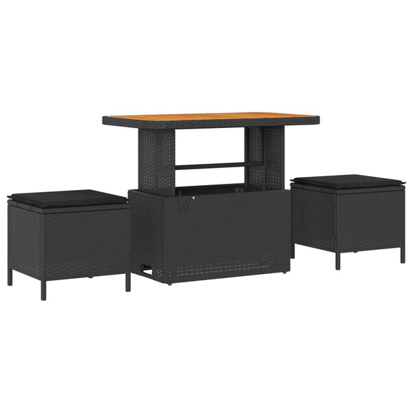 vidaXL Dārza dīvānu komplekts ar spilvenu ar uzglabā&scaron;anu 12 pcs Melna