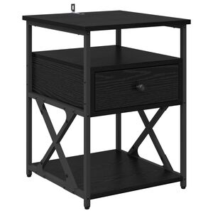 vidaXL Nakts skapītis Melns ozolkoks 40 x 42 x 55 cm Inženierijas koks