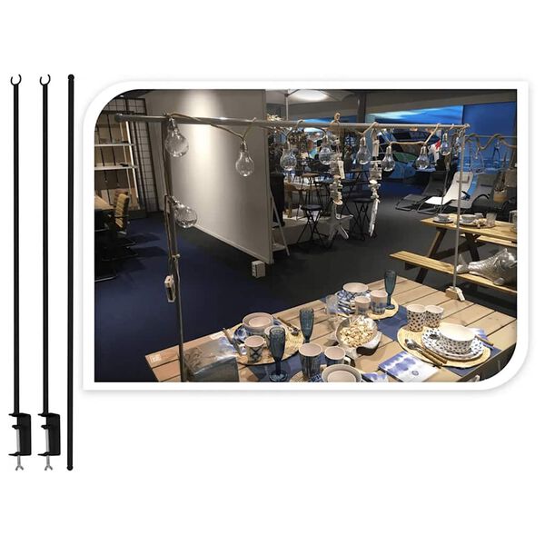 ProGarden galda dekorāciju stienis ar stiprinājumiem, metāls, melns