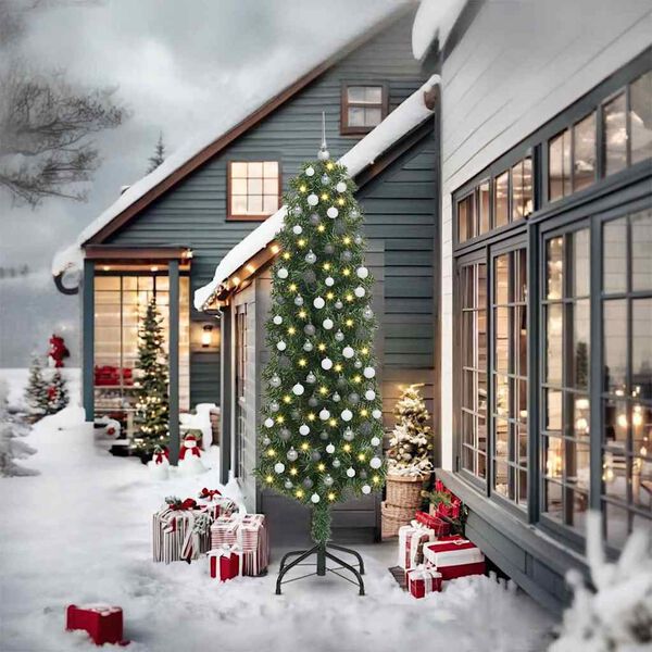 vidaXL Mākslīgā Ziemassvētku eglīte su 300 LED ar statīvu Zaļa 240 cm