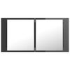 vidaXL vannasistabas spoguļskapītis ar LED, pelēks, 90x12x45cm, akrils