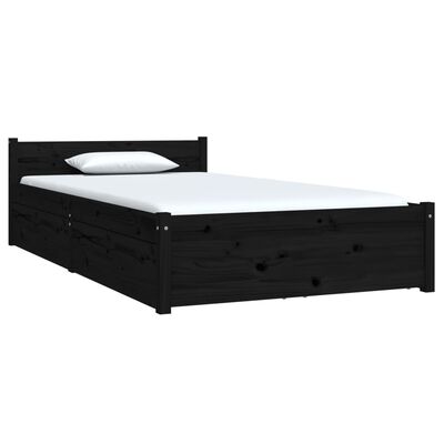 vidaXL gultas rāmis ar atvilktnēm, melna, 90x190 cm, vienvietīgs