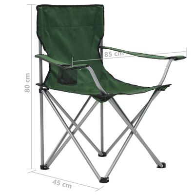 vidaXL 3-daļīgs kempinga galda un krēslu komplekts, zaļš