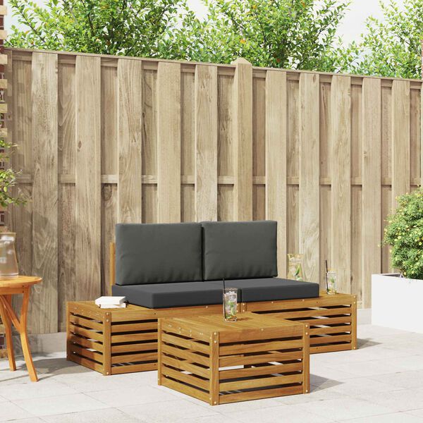 vidaXL Āra dīvānu komplekts ar spilvenu 3 Gabals Dabisks un antracīts