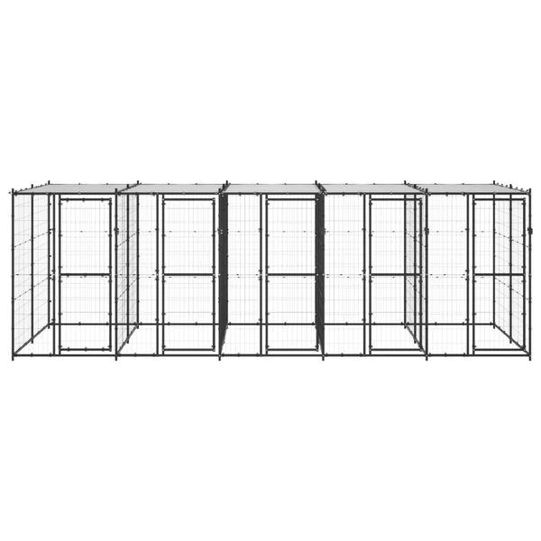 vidaXL suņu voljērs ar jumtu, 12,1 m&sup2;, tērauds