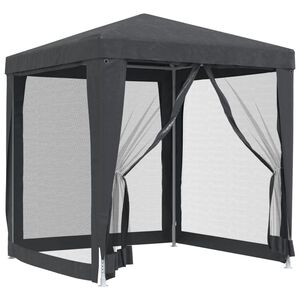 vidaXL svinību telts, ar 4 sieta sienām, 2x2 m, antracītpelēka, HDPE