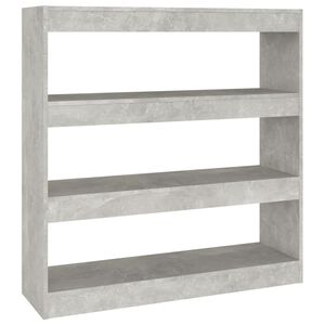 vidaXL grāmatu plaukts, aizslietnis, betona pelēks, 100x30x103 cm