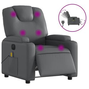 vidaXL elektrisks masāžas krēsls, atgāžams, pelēka mākslīgā āda