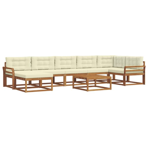 vidaXL Āra dīvānu komplekts ar spilvenu 8 pcs Dabisks un krējuma