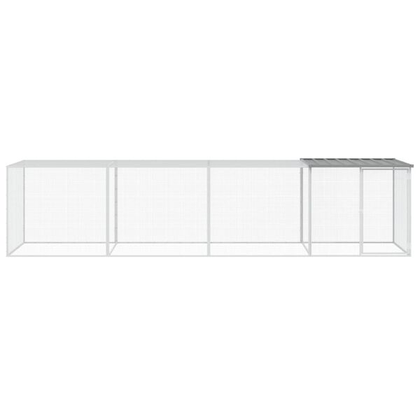 vidaXL vistu būris, jumts, gai&scaron;i pelēks, 403x98x90 cm, cinkots tērauds