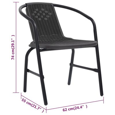 vidaXL dārza krēsli, 6 gab., plastmasas rotangpalma, tērauds, 110 kg