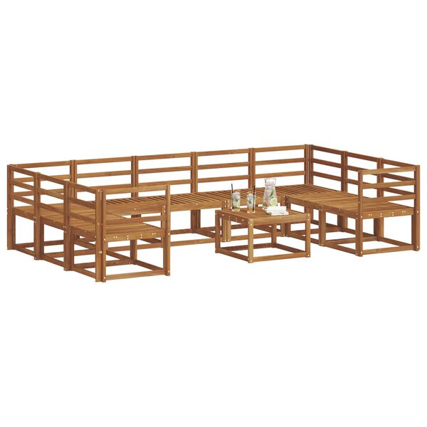 vidaXL Āra dīvānu komplekts 10 pcs Dabiska Cietā akācijas koks