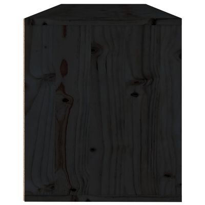 vidaXL sienas skapītis, melns, 100x30x35 cm, priedes masīvkoks