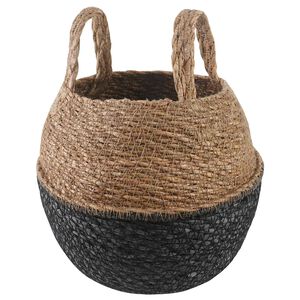vidaXL Podu ar rokturiem Melns &Oslash; 22 x 20 cm 100% jūras zāle