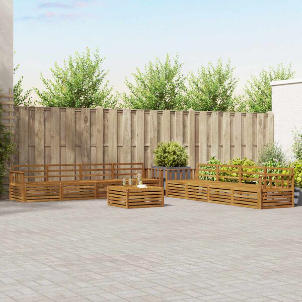 vidaXL Āra dīvānu komplekts 9 pcs Dabiska Cietā akācijas koks