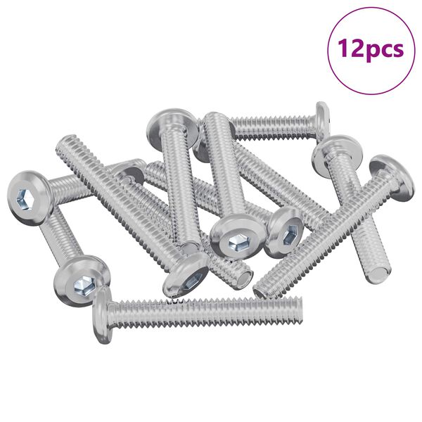 vidaXL Slēdzene skrūve Vienkrāsains 12 pcs Sudraba M6 x 35 mm Tērauds