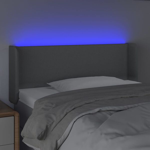 vidaXL gultas galvgalis ar LED, 103x16x78/88 cm, gai&scaron;i pelēks audums