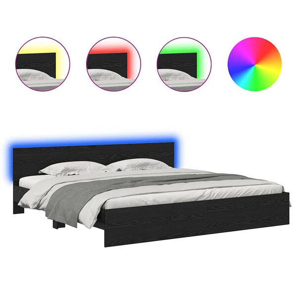 vidaXL Gultas rāmis Melns ozolkoks 180 x 200 cm Inženierijas koks