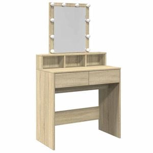 vidaXL spoguļgaldiņ&scaron; ar LED, ozolkoka krāsa, 80x41x144,5 cm
