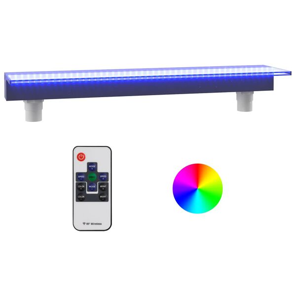 vidaXL ūdenskrituma sliede ar RGB LED gaismām, akrils, 90 cm