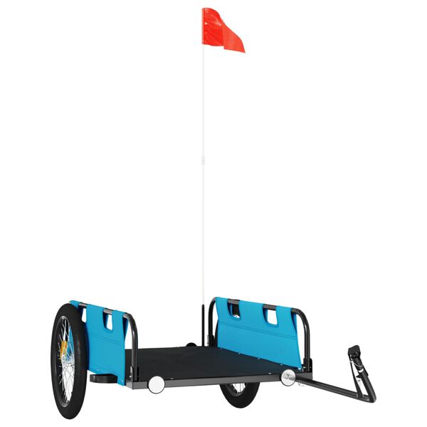 vidaXL velosipēda piekabe, zila, Oksfordas audums un dzelzs