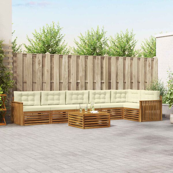 vidaXL Āra dīvānu komplekts ar spilvenu 7 pcs Dabisks un krējuma