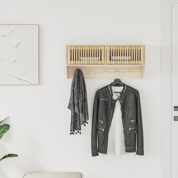 vidaXL sienas skapis ar āķiem, 80x24x35,5 cm, inženierijas koks