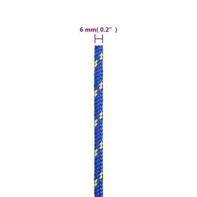 vidaXL laivu virve, zila, 6 mm, 25 m, polipropilēns