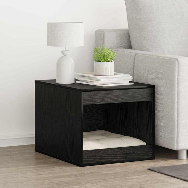 vidaXL Kaķu tualetes kaste Melns ozolkoks 47 x 59 x 42 cm