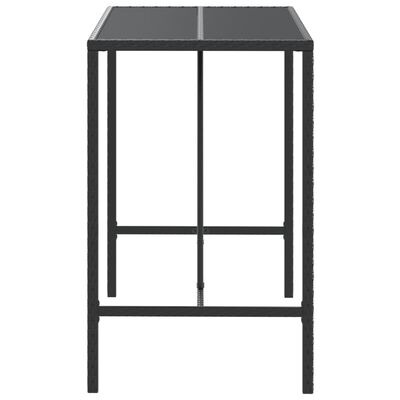 vidaXL bāra galds, stikla virsma, melns, 110x70x110 cm, PE rotangpalma
