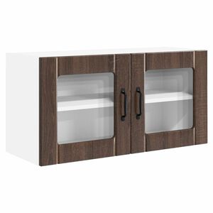 vidaXL Sienas stikla skapis PORTO Brūns ozols 80 x 31 x 40 cm