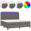 vidaXL atsperu gulta ar matraci, LED, pelēka, 200x200 cm, mākslīgā āda