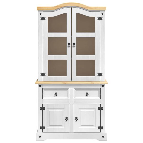 vidaXL Puse ar atvilktni Balts 100 x 48,5 x 179 cm Ciets priedes koks