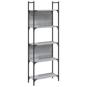 vidaXL grāmatu plaukts, 5 līmeņi, pelēks, 60,5x24x166,5 cm, koks