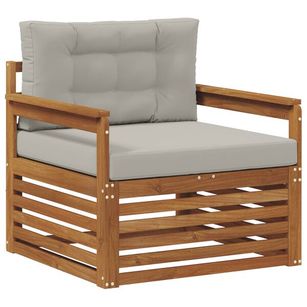 vidaXL Āra dīvānu komplekts Cieta akācijas koks un poliesters Dabiska